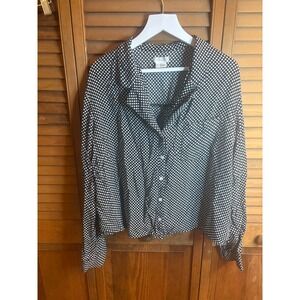 Cooperative Urban Outfitters Polka Dot Button Down Shirt Black White Large L